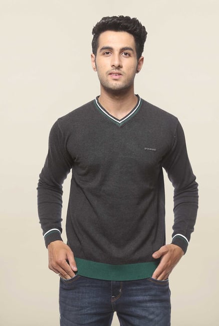 Spykar Grey Slim Fit Solid Casual T Shirt Spykar Grey Slim Fit Solid Casual T Shirt