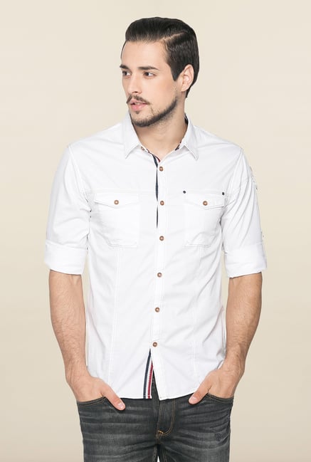 Spykar White Ranger Full Sleeves Casual Shirt Spykar White Ranger Full Sleeves Casual Shirt