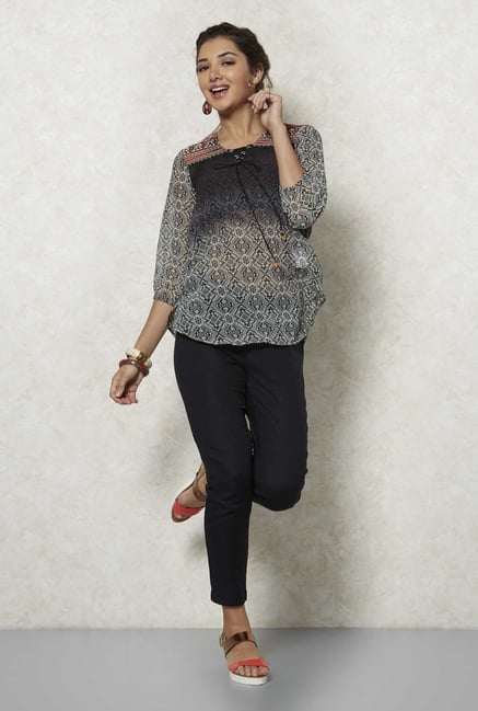 Fusion Beats Black Printed Top Fusion Beats Black Printed Top