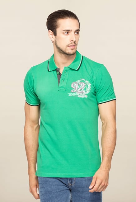 Spykar Green Slim Fit Polo T Shirt Spykar Green Slim Fit Polo T Shirt