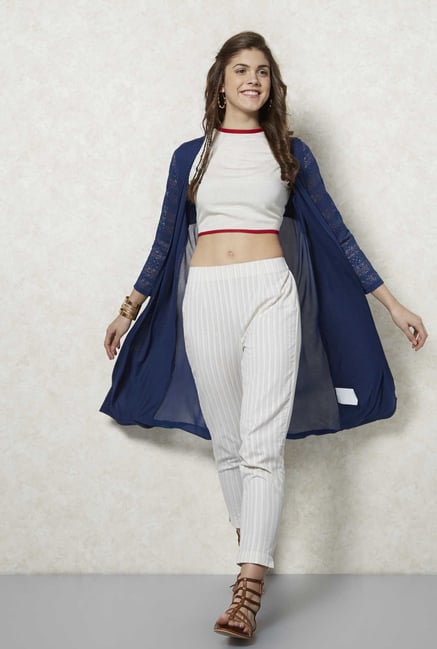 Fusion Beats Blue Lace Sleeves Shrug Fusion Beats Blue Lace Sleeves Shrug