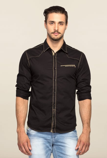 Spykar Black Ranger Slim Fit Casual Shirt Spykar Black Ranger Slim Fit Casual Shirt
