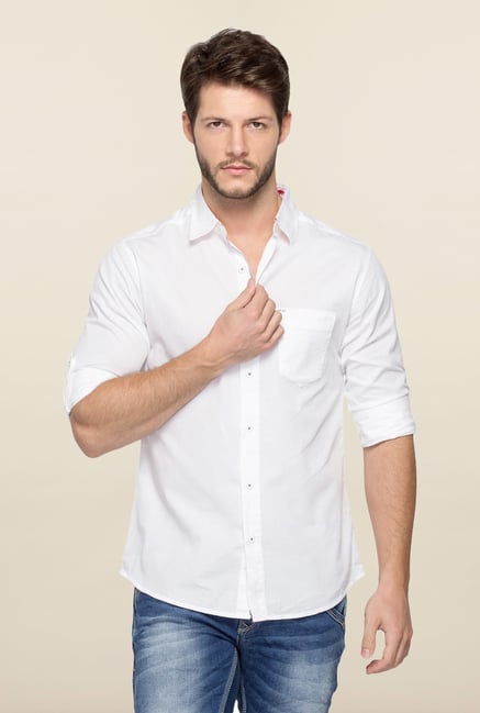 Spykar White Ranger Solid Casual Shirt Spykar White Ranger Solid Casual Shirt