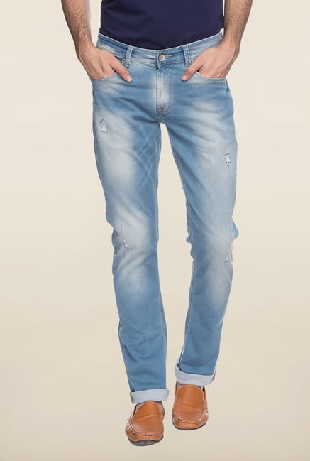 Spykar Blue Denim Ripped Jeans Spykar Blue Denim Ripped Jeans