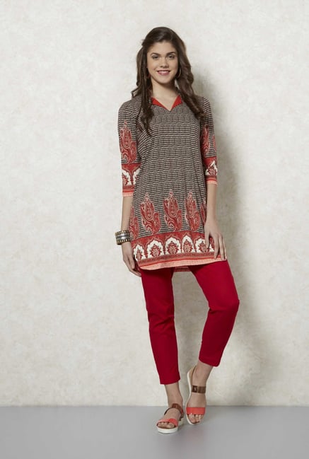 Fusion Beats Red Cotton Trousers Fusion Beats Red Cotton Trousers