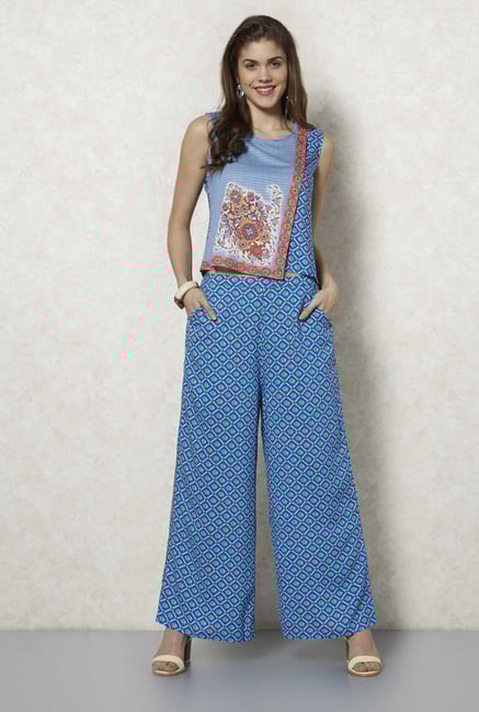 Fusion Beats Blue Printed Palazzo Fusion Beats Blue Printed Palazzo
