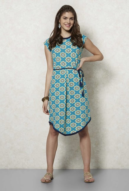 Fusion Beats Turquoise Floral Printed Dress Fusion Beats Turquoise Floral Printed Dress