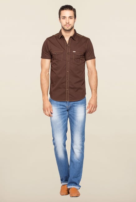 Spykar Brown Ranger Cotton Slim Fit Shirt Spykar Brown Ranger Cotton Slim Fit Shirt
