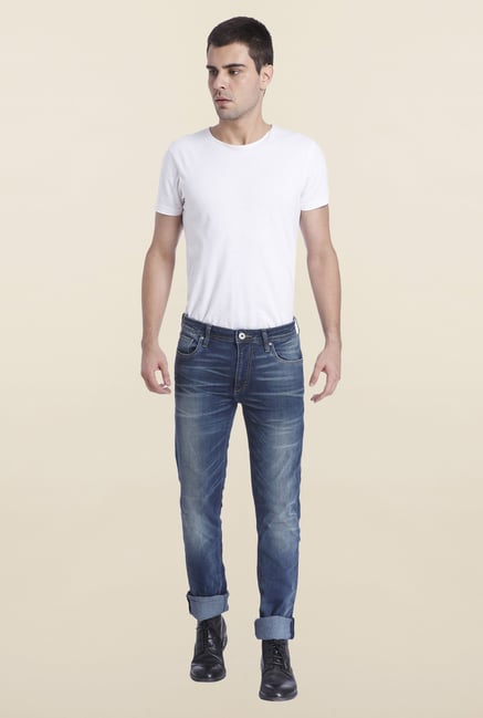 Jack & Jones Blue Denim Solid Tim Jeans Jack & Jones Blue Denim Solid Tim Jeans