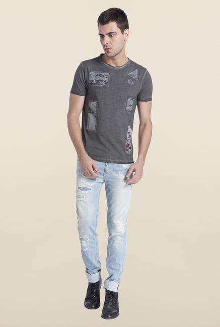 Jack & Jones Raven Patchwork T Shirt Jack & Jones Raven Patchwork T Shirt