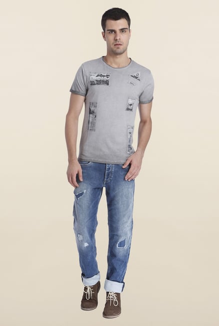 Jack & Jones Wild Dove Patchwork T Shirt Jack & Jones Wild Dove Patchwork T Shirt