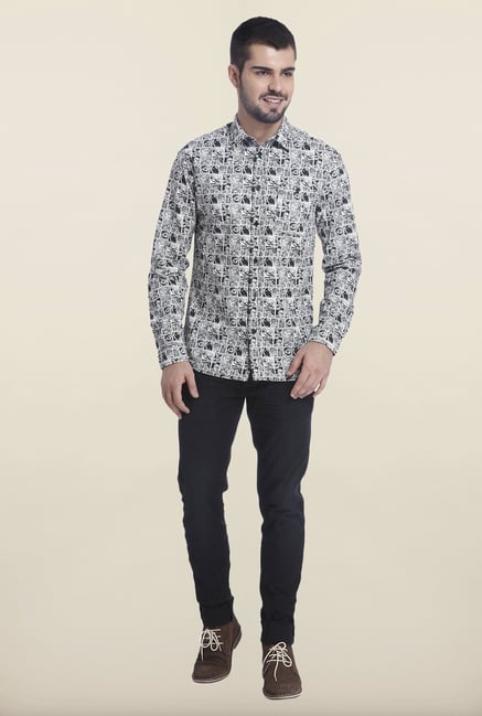 Jack & Jones White Printed Cotton Shirt Jack & Jones White Printed Cotton Shirt