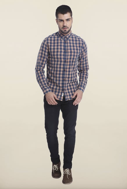 Jack & Jones Orange Mecca Checks Shirt Jack & Jones Orange Mecca Checks Shirt