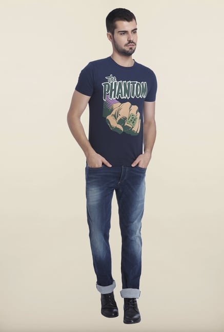 Jack & Jones Navy Printed T-Shirt Jack & Jones Navy Printed T-Shirt