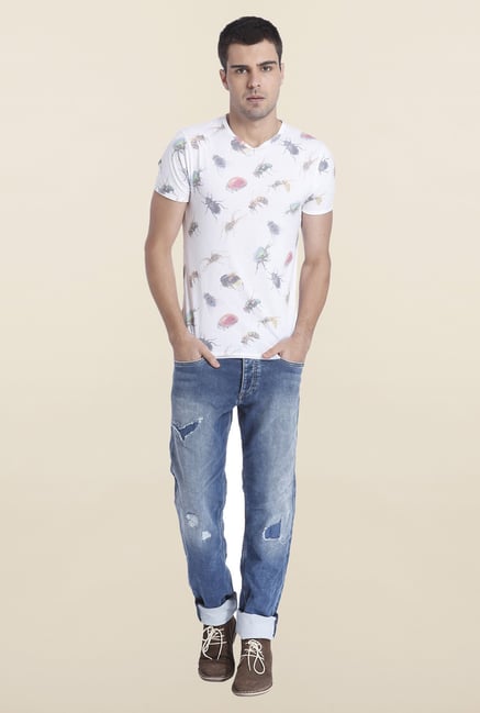 Jack & Jones White Printed Slim Fit T Shirt Jack & Jones White Printed Slim Fit T Shirt