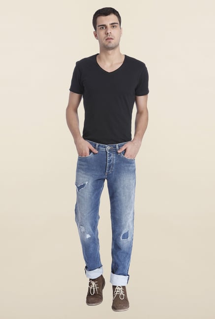 Jack & Jones Blue Ripped Mike Jeans Jack & Jones Blue Ripped Mike Jeans