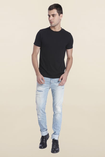 Jack & Jones Black Slim Fit Solid T Shirt Jack & Jones Black Slim Fit Solid T Shirt