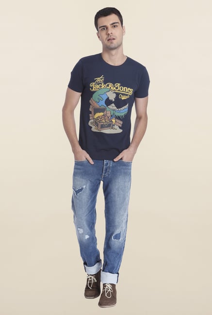 Jack & Jones Blue Casual Crew Neck T Shirt Jack & Jones Blue Casual Crew Neck T Shirt