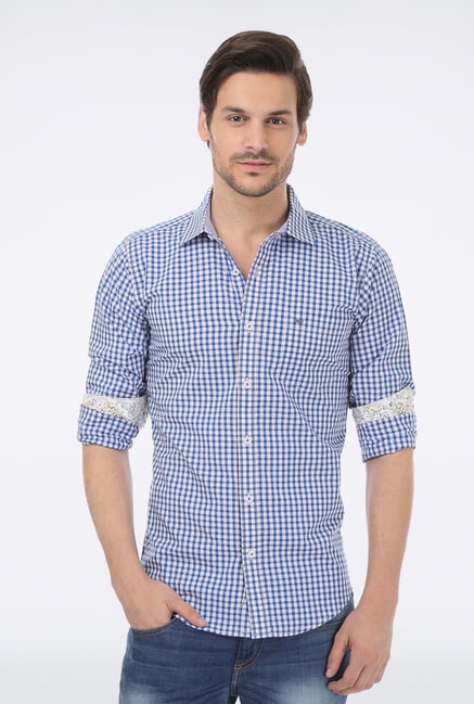 Basics Blue Gingham Checkered Shirt Basics Blue Gingham Checkered Shirt