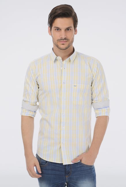 Basics Yellow Gingham Checkered Shirt Basics Yellow Gingham Checkered Shirt