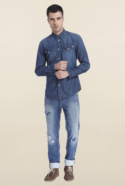 Jack & Jones Blue Cotton Shirt Jack & Jones Blue Cotton Shirt