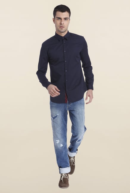 Jack & Jones Navy Cotton Shirt Jack & Jones Navy Cotton Shirt