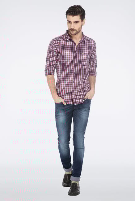 Basics Orange Shepherd Check Shirt Basics Orange Shepherd Check Shirt