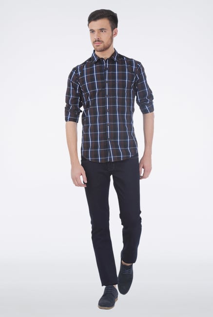 Basics Brown Plaid Shirt Basics Brown Plaid Shirt