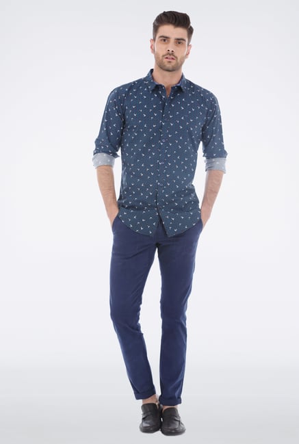 Basics Navy Printed Shirt Basics Navy Printed Shirt