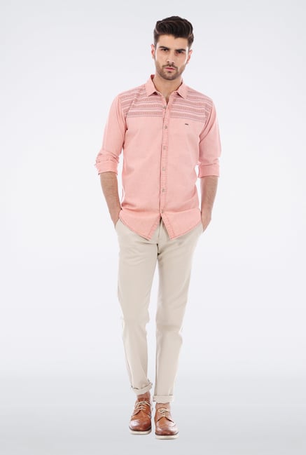 Basics Pink Embroidered Shirt Basics Pink Embroidered Shirt