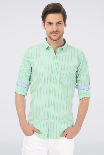 Basics Green Slim Fit Casual Shirt Basics Green Slim Fit Casual Shirt