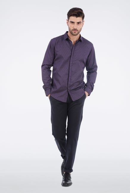 Basics Purple Satin Shirt Basics Purple Satin Shirt