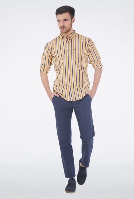 Basics Yellow Stripe Casual Shirt Basics Yellow Stripe Casual Shirt