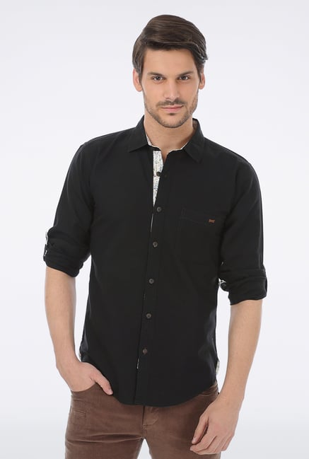 Basics Black Slim Fit Casual Shirt Basics Black Slim Fit Casual Shirt