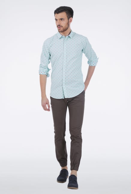 Basics Aqua Jacquard Shirt Basics Aqua Jacquard Shirt