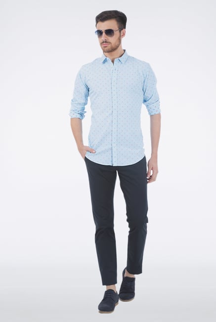 Basics Blue Jacquard Shirt Basics Blue Jacquard Shirt
