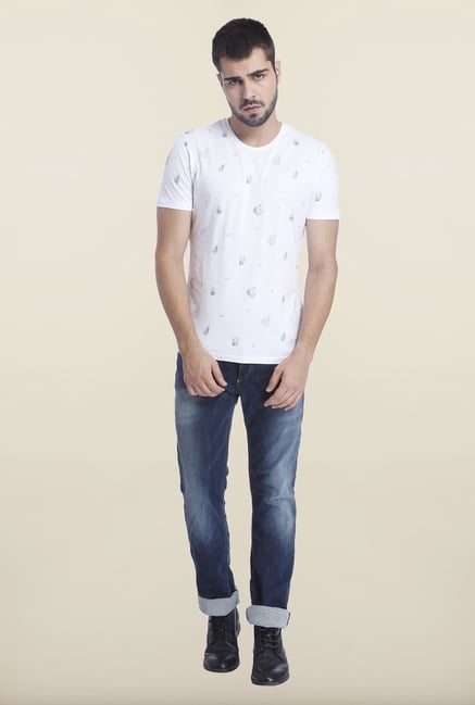 Jack & Jones White Casual Printed T Shirt Jack & Jones White Casual Printed T Shirt