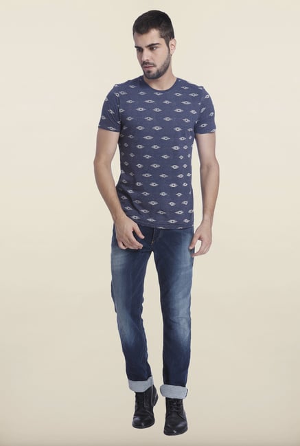 Jack & Jones Indigo Slim Fit Printed T Shirt Jack & Jones Indigo Slim Fit Printed T Shirt