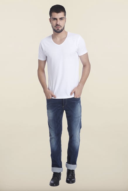 Jack & Jones White Solid V Neck T Shirt Jack & Jones White Solid V Neck T Shirt