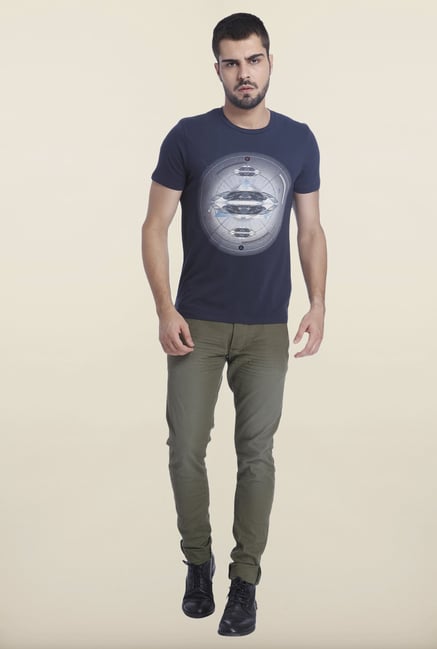 Jack & Jones Navy Printed T Shirt Jack & Jones Navy Printed T Shirt