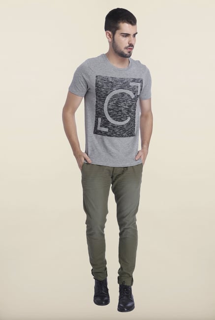 Jack & Jones Light Grey Casual Printed T Shirt Jack & Jones Light Grey Casual Printed T Shirt