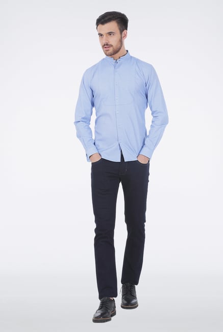 Basics Blue Dobby Weave Shirt Basics Blue Dobby Weave Shirt