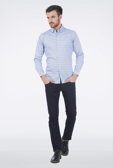 Basics Blue Eddy Printed Shirt Basics Blue Eddy Printed Shirt