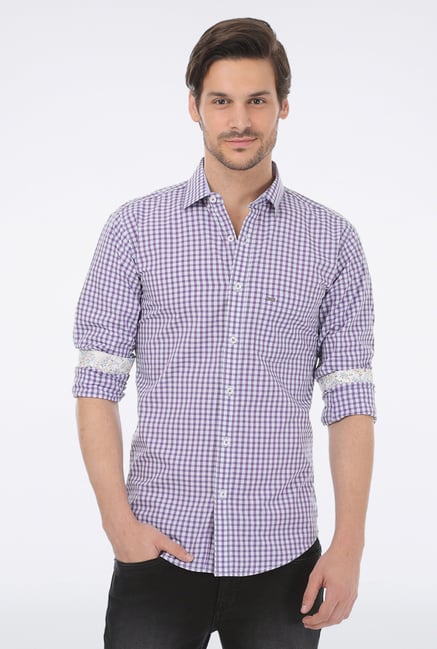Basics Purple Checked Shirt Basics Purple Checked Shirt