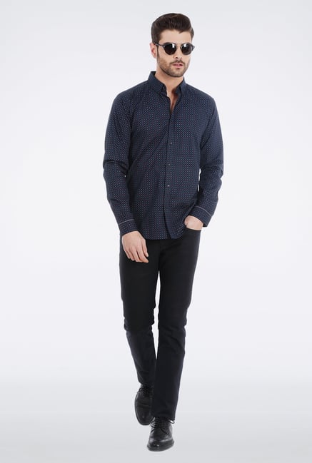 Basics Navy Printed Shirt Basics Navy Printed Shirt