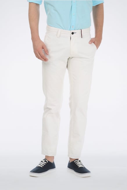 Basics White Cotton Tapered Trouser Basics White Cotton Tapered Trouser