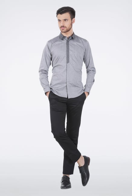 Basics Grey Slim Fit Shirt Basics Grey Slim Fit Shirt
