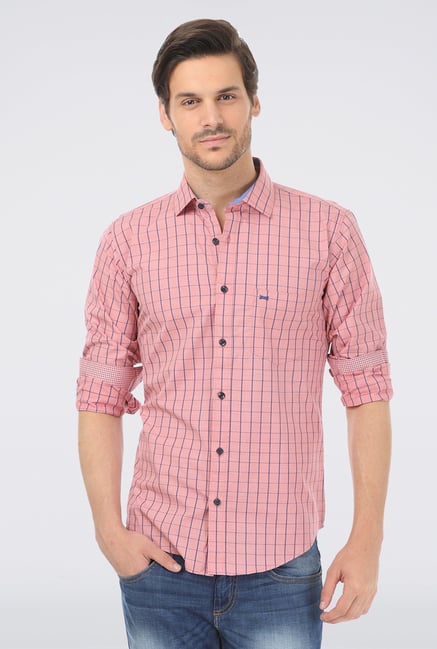 Basics Pink Slim Fit Formal Shirt Basics Pink Slim Fit Formal Shirt