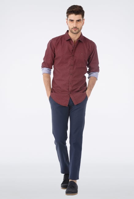 Basics Brown Printed Casual Shirt Basics Brown Printed Casual Shirt