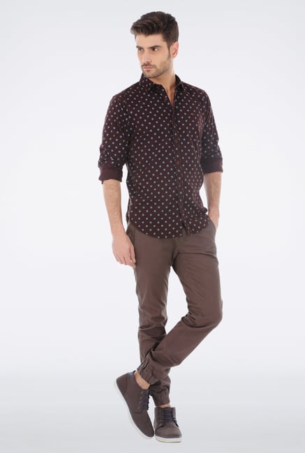 Basics Brown Printed Shirt Basics Brown Printed Shirt
